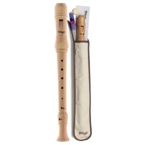 Flauta Dulce Soprano de Madera STAGG REC3GERWD con Funda y Limpiador