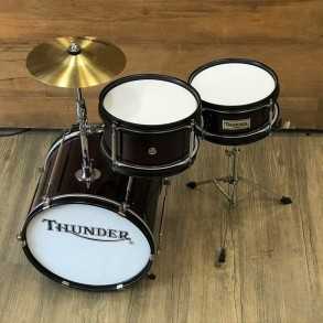 Bateria de niños Thunder 3 Con Banqueta Cuerpos Color Bordo