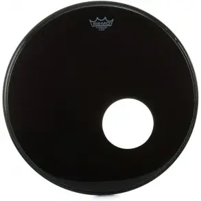 Parche Remo 22" Powerstroke 3 Negro Capa Simple Ebony con Agujero P3-1022-ES-DM