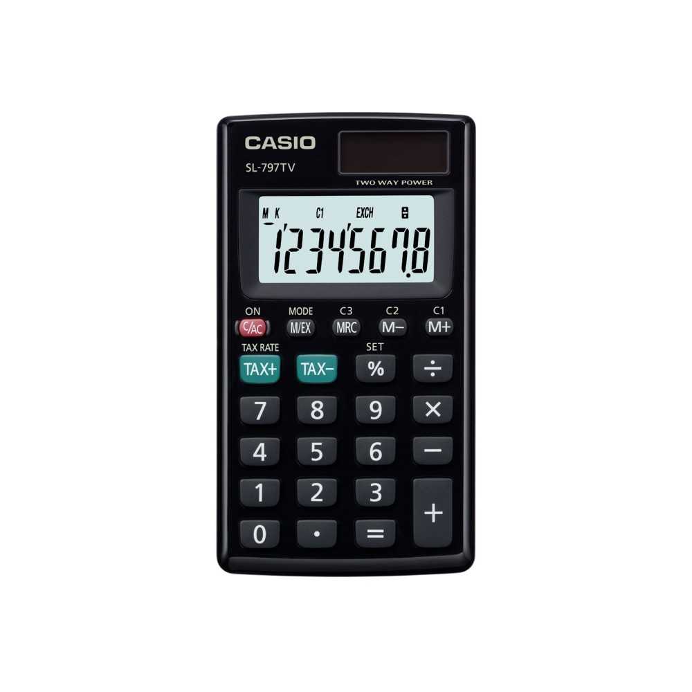 Calculadora Casio Portatil 8 digitos Display grande SL-797TV-BK