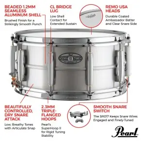 Redoblante Pearl Sensitone 14" x 6,5" STH1465AL Aluminio