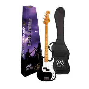 Bajo Eléctrico SX Precision Vintage Series 57 4 Cuerdas Negro + Funda
