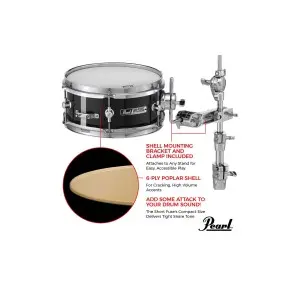 Redoblante Pearl Short Fuse + Clamp 10"x4,5" Grindstone Sparkle