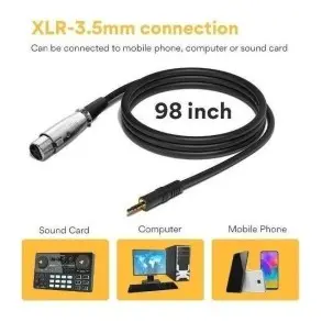 Micrófono Condensador Maono Cable Y Soporte | Cable XLR-mini plug 2,5m