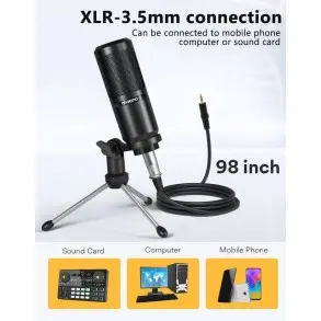Micrófono Condensador Maono Cable Y Soporte | Cable XLR-mini plug 2,5m