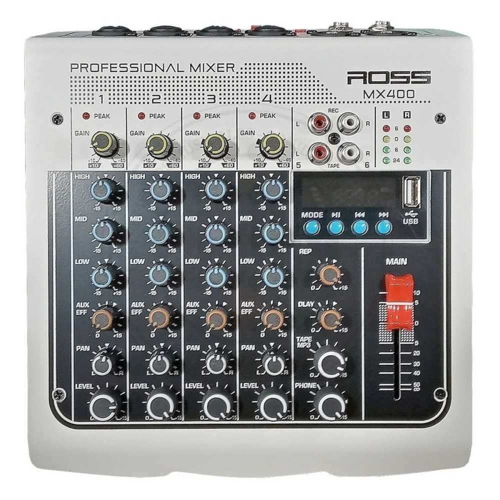 Mixer Ross Consola 4 Canales Efectos Mx400