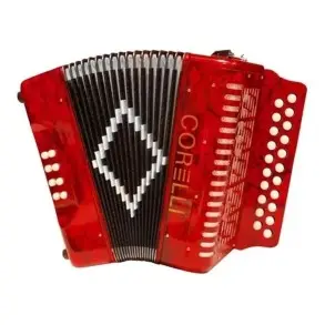 Acordeón A Botones Corelli 21 Teclas Rojo Con estuche NHC2108(P GC) RD