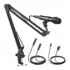 Micrófono Dinamico XLR USB + Brazo Mesa + Cables Maono Hd300s Kit De Radio