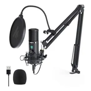 Microfono Usb Condenser + Brazo Mesa+ Filtro Maono Kit Radio Estudio