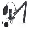 Microfono Usb Condenser + Brazo Mesa+ Filtro Maono Kit Radio Estudio