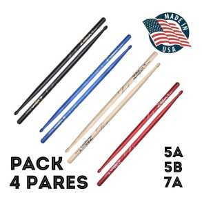 Pack Palillos Zildjian 5a 5b Colores 4 Pares Usa Americano