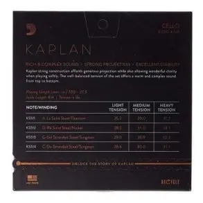 Encordado Para Cello Daddario 4/4 Kaplan Tension Media