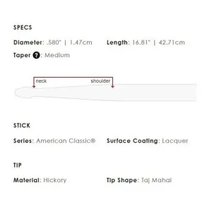Baquetas Palillos Vic Firth 1a Hickory Punta Madera