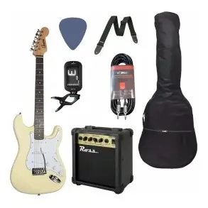 Pack Guitarra Eléctrica Leonard Color Marfil Con Accesorios LE362-PACK-S