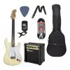 Pack Guitarra Eléctrica Leonard Color Marfil Con Accesorios LE362-PACK-S