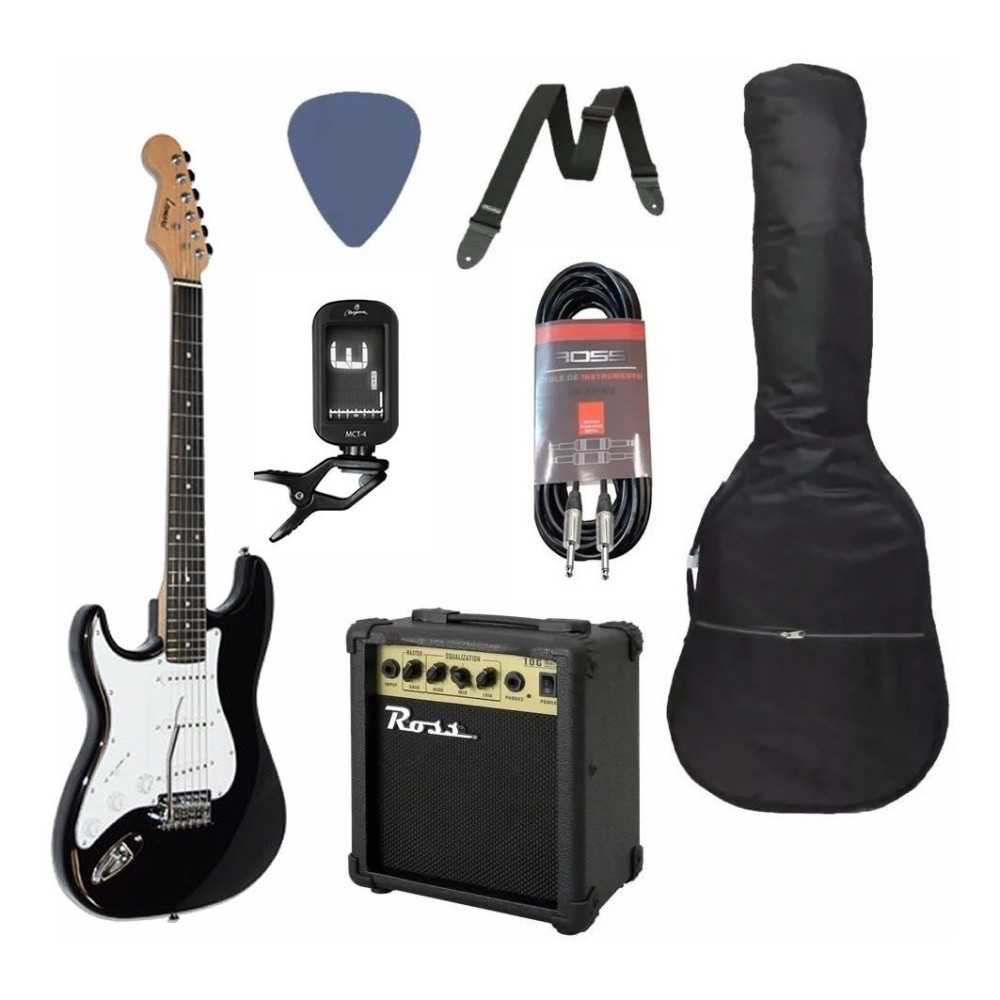 Pack Guitarra Electrica Zurda + Amplificador + Accesorios le365-pack-b