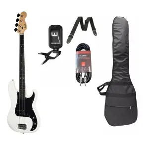 Bajo Eléctrico Leonard Precision 4 Cuerdas Blanco + Accesorios