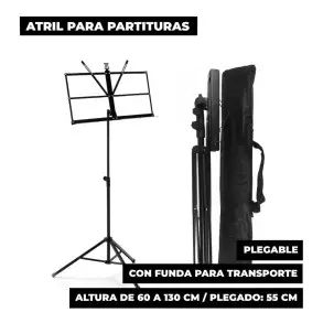 Atril Para Partituras Metalico Profesional Plegable C/ Funda
