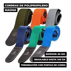 Correa Guitarra Electrica Bajo Magma + Punta Cuero + Colores SMP01.