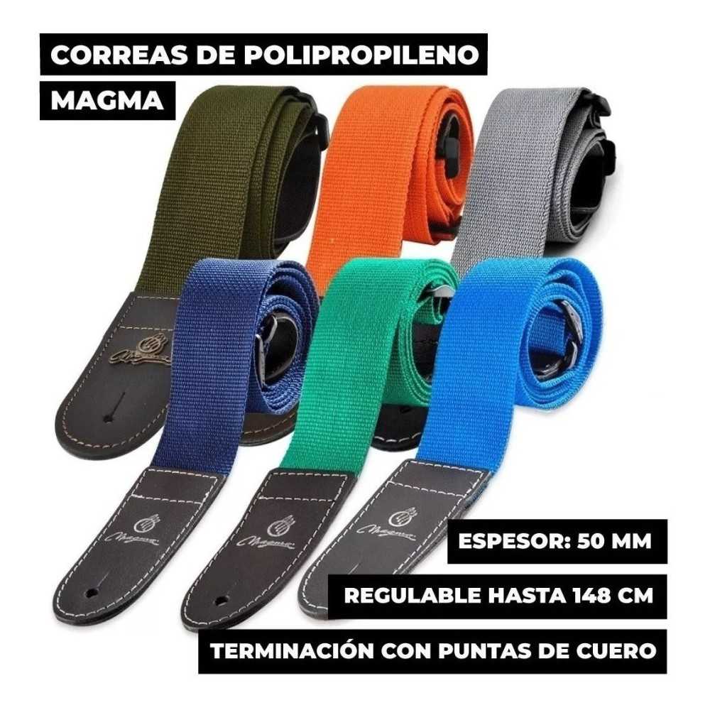 Correa Guitarra Electrica Bajo Magma + Punta Cuero + Colores SMP01.