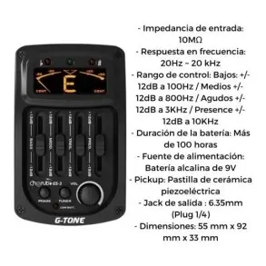 Preamp Para Guitarra Acustica Activo 4 Bandas Cherub Gs3 Mic