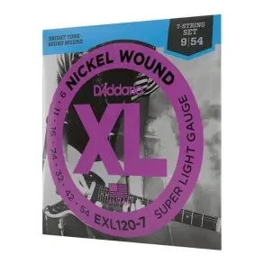 Encordado Daddario Exl120-7 Super Light 009-054 7 Cuerdas