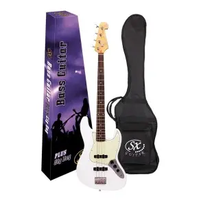 Bajo Eléctrico SX Vintage Series Jazz Bass 4 Cuerdas Blanco Olympic + Funda y Cable
