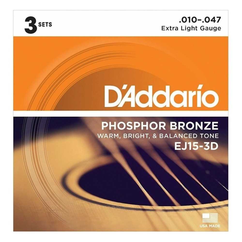 Encordados Para Acústica Daddario 010 Pack X3 Ej15-3d