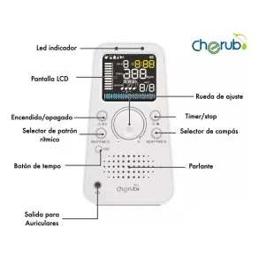 Metronomo Digital Cherub Con Batería Recargable Wsm289