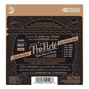 Encordado Guitarra Clasica Daddario Ej45 Proarté T Normal