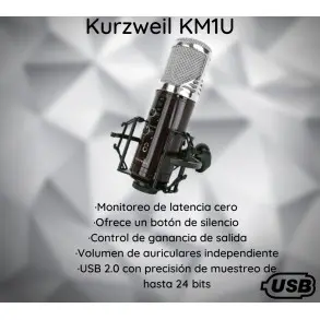 Microfono USB Condenser Kurzweil KM1U Capsula Plateada