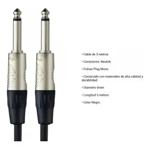 Cable Plug Neutrik 3 Metros Profesional Guitarra Bajo Ngc3