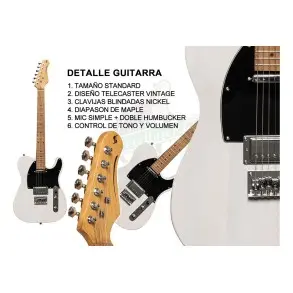 Pack Guitarra Electrica Telecaster Amplificador Stagg Pro PACKSETPLUSWHB