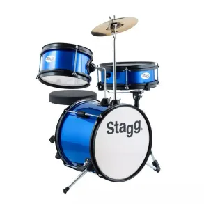 Bateria Para Niños Stagg 3 Cuerpos 12" Platillos Banqueta y Palillos Color Azul