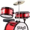 Bateria Para Niños Stagg 3 Cuerpos 12" Platillos Banqueta y Palillos Color Rojo