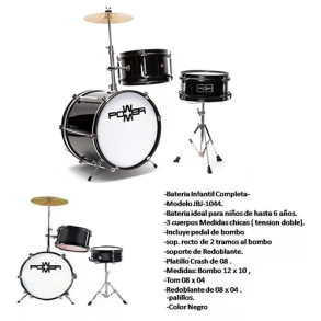 Bateria Power M 3 Cuerpos Para niños Black