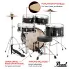 Bateria Pearl para Niño Roadshow Junior 5 Cuerpos Fierros + Platillos Grindstone Sparkle