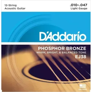 Encordado Daddario Ej38 Bronce F 010 047 Acustica 12 Cuerdas