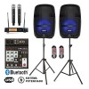 Combo Bafles Mixer Usb Bluetooth Microfono Inalambrico Pack
