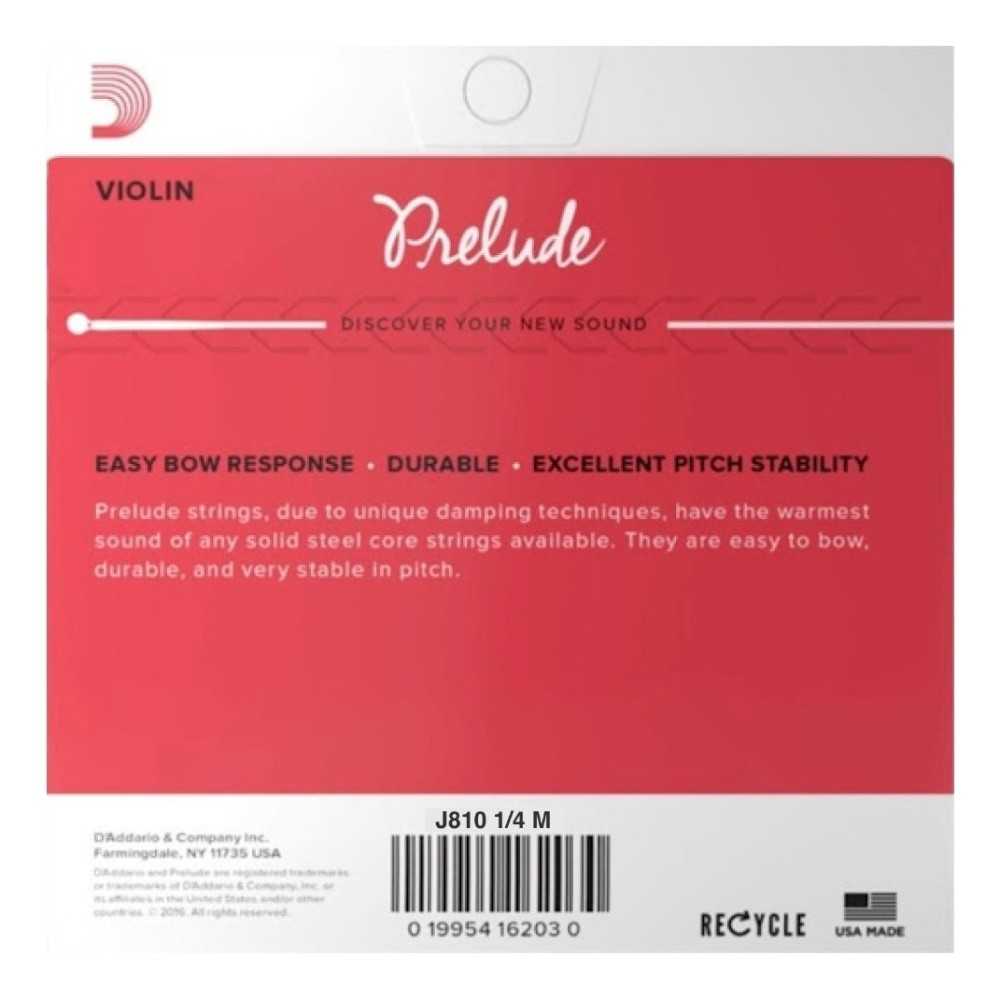 Encordado P/ Violin Daddario 1/4 Prelude Violin Set Tens Med
