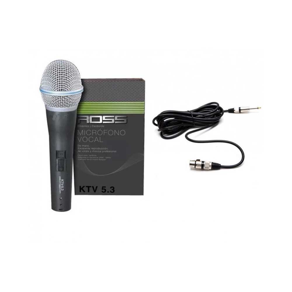 Micrófono Ross KTV-5.3 Vocal Dinámico Cardioide | Cable Xlr-Plug