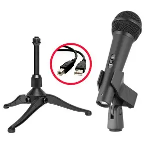 Microfono Dinamico Stagg SUM20 USB con Soporte, Cable y Pipeta