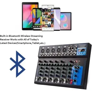 Mixer 8 Canales Bluetooth Usb Phantom Power Eq Ross F-7