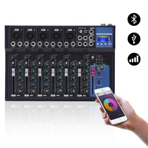 Mixer 8 Canales Bluetooth Usb Phantom Power Eq Ross F-7