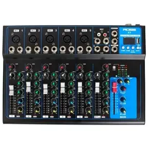Mixer 8 Canales Bluetooth Usb Phantom Power Eq Ross F-7