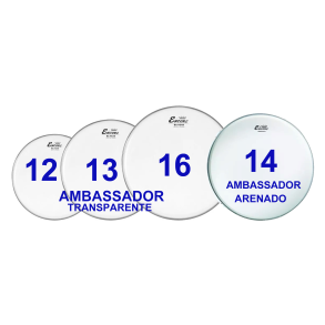 Tom Pack Remo Ambassador Set Parche 12/13/16 Transparente + 14 Arenado