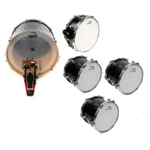 Set Parches De Bateria Uno By Evans 22" EQ4 Transparente + 10" 12" 14" G2 Arenado + 14" HD Arenado | UPG2CTF22