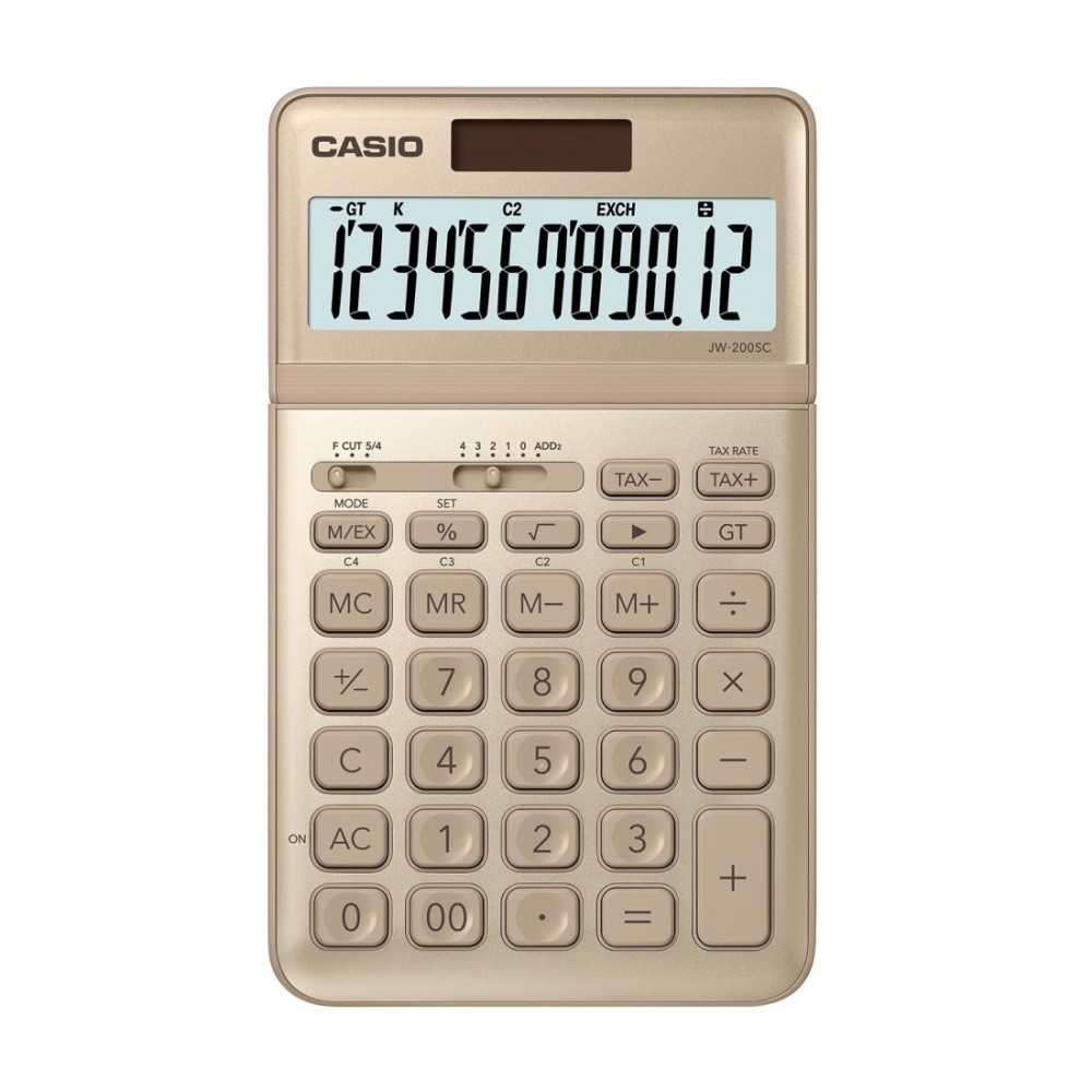 Calculadora Casio Escritorio 12 digitos JW 200SC GD Dorado