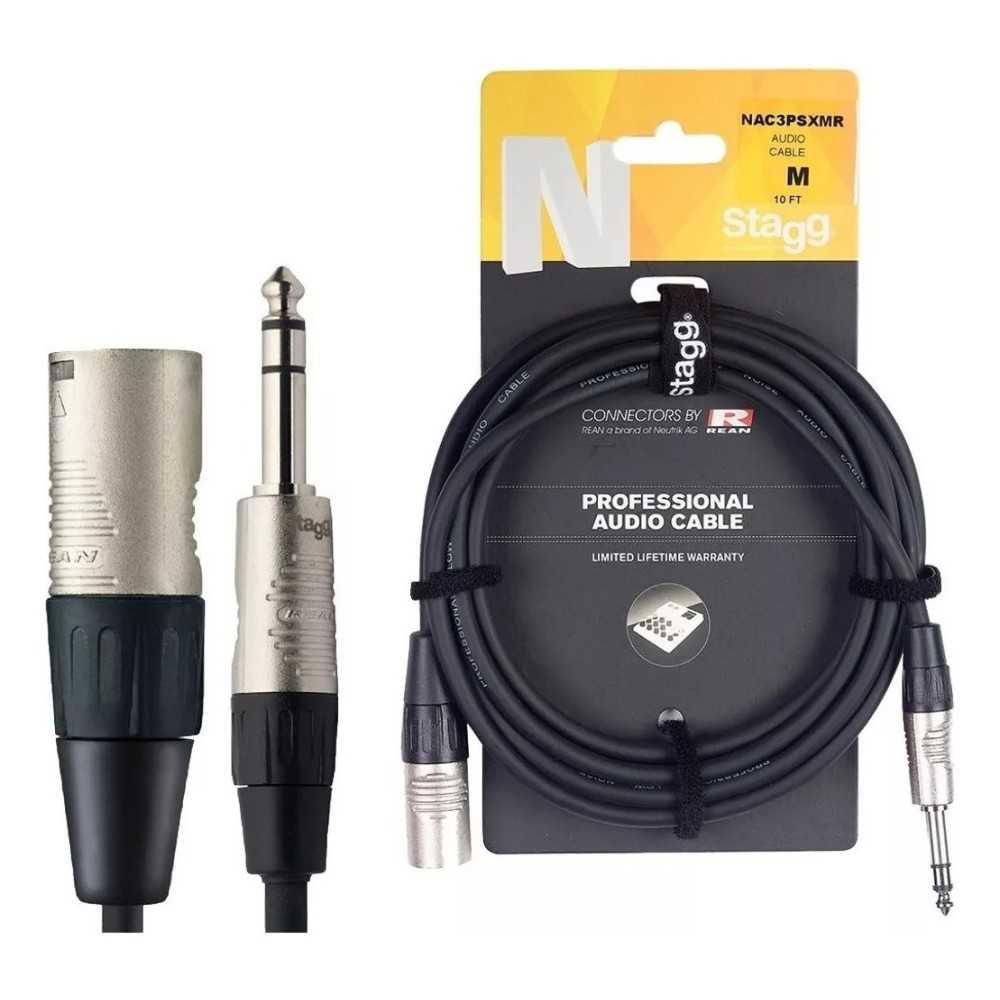 Cable Xlr Macho (cannon) Plug Stereo 3 Metros Stagg