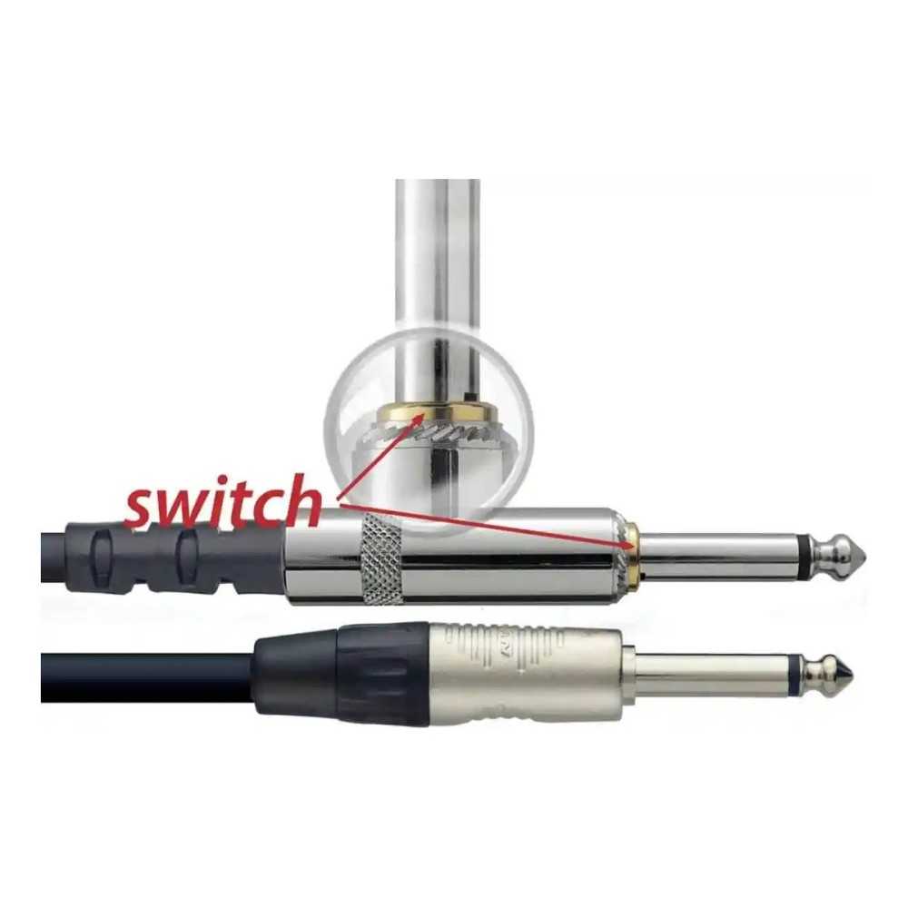 Cable Plug 3 Metros Plug Con Swich Guitarra Bajo Ficha Metal